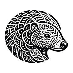 Fototapeta premium Pangolin zentangle art, in zentangle art, stencil logo, black and white animal illustration
