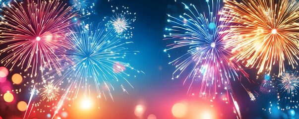 Fototapeta premium Colorful Fireworks Display Against a Night Sky