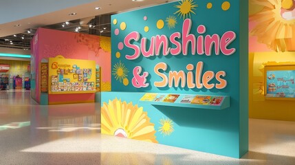 Naklejka premium Colorful Sunshine Smiles Wall Mural in Playful Interior