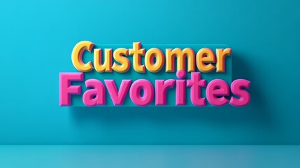 D Customer Favorites Text on Blue Background
