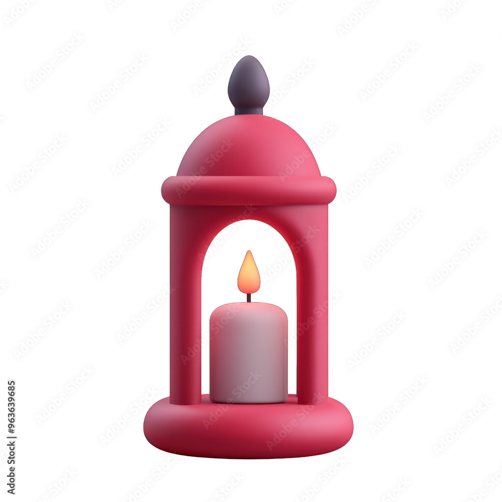 Poster a colorful lantern featuring a lit candle, perfect for creating a warm and inviting ambiance in any 