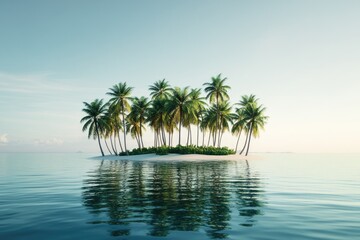 Obraz premium A small island with palm trees and a body of water