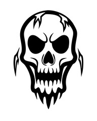 Vector Illustration of Scary Halloween Skull Icon on Transparent Background