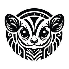 Obraz premium Sugar glider with art deco decoration, stencil logo, black and white animal illustration