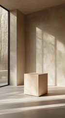 Fototapeta premium minimalist interior with sunlight casting shadows