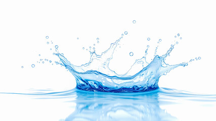 blue water splash isolated on white background