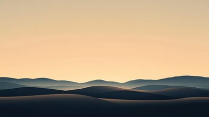 Obraz premium A minimalist, stylized image of rolling hills with a soft, peachy sky above.