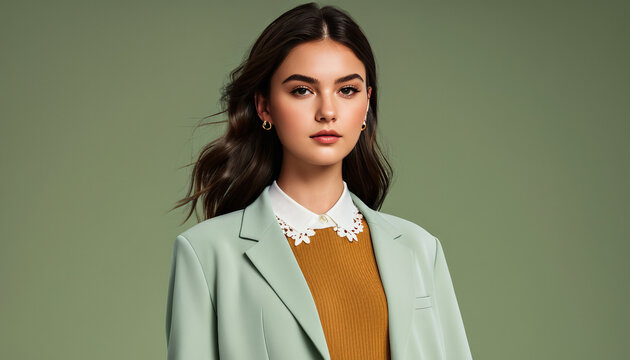 Portrait of an Asian woman in stylish business attire, ideal for corporate branding or women's fashion editorial concepts