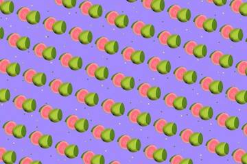 seamless pattern guava, purple background with guava, purple background with fruit, fruit illustration, fruit, food, seamless pattern with fruit