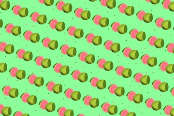 seamless pattern guava, green background with guava, green background with fruit, fruit illustration, fruit, food, seamless pattern with fruit