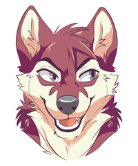 Bad Wolf with Smirky Smile, vector art character graphic drawing illustration for stickers, streetwear, t-shirts, logos, print-on-demand, print, or branding