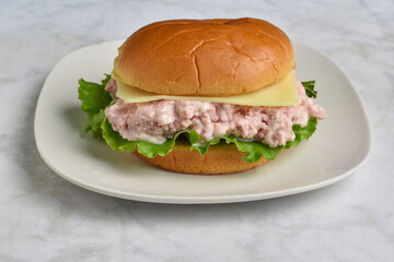 spam salad  sandwich top with swiss cheese