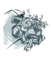 Vintage Dog Art Grey Portrait, vector art character graphic drawing illustration for stickers, streetwear, t-shirts, logos, print-on-demand, print, or branding