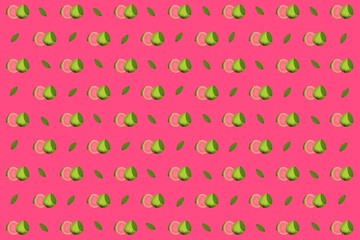 seamless background fruit, seamless pattern, seamless pattern with guava, illustration of fruits, fruit, pink background, wallpaper, fruit background, food, pink, guava