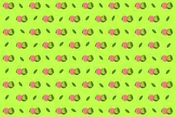 seamless pattern, seamless pattern with guava, illustration of fruits, fruit, green background, wallpaper, fruit background, food, green