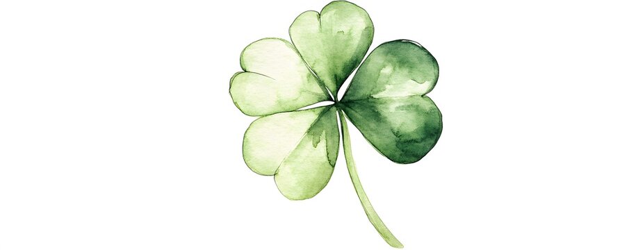 Watercolor Illustration of a Four-Leaf Clover