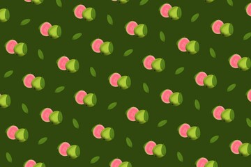 seamless pattern, seamless pattern with guava, illustration of fruits, fruit, green background, wallpaper, fruit background, food