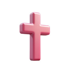 Fototapeta premium A vibrant pink cross symbol, representing faith and spirituality. Ideal for religious themes and modern designs. 3d render