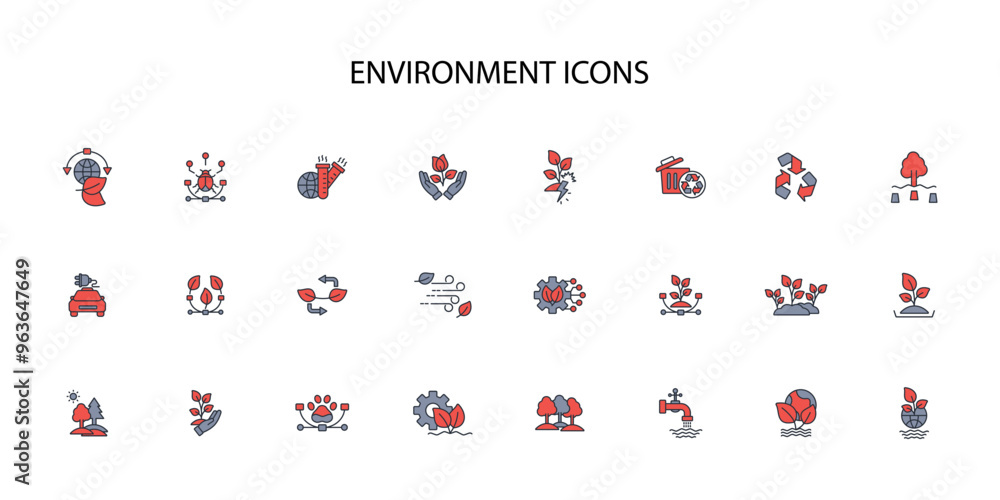 Poster environment icon set.vector.editable stroke.linear style sign for use web design,logo.symbol illustr