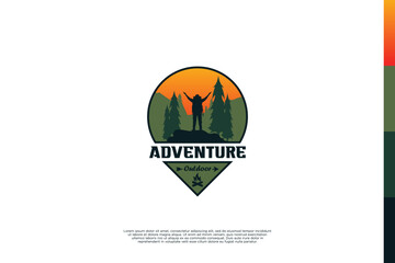 Vintage adventure emblem logo design with jungle map concept