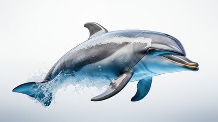 Obraz premium Dolphin side view, isolated background.