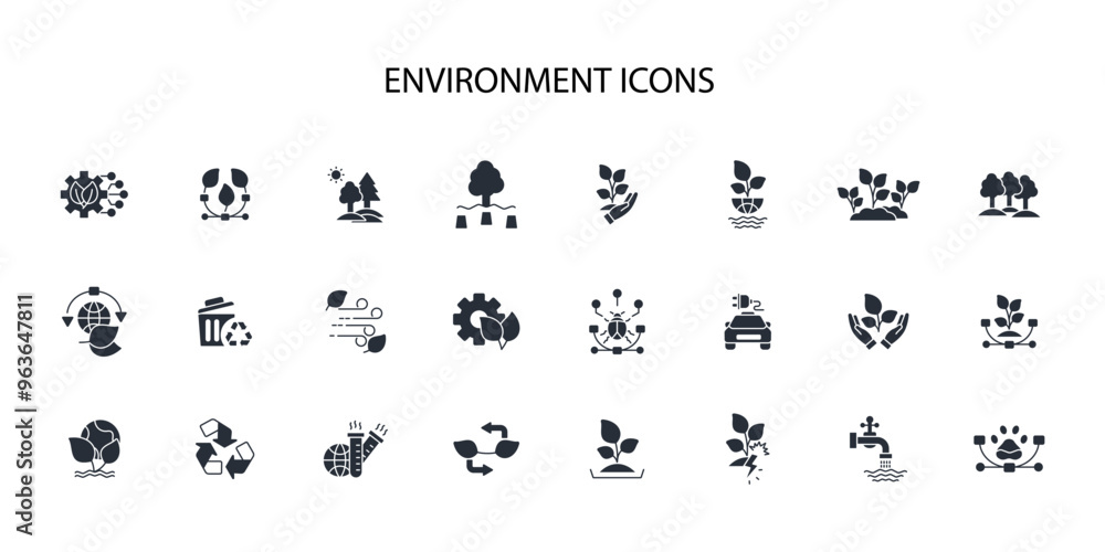 Poster environment icon set.vector.editable stroke.linear style sign for use web design,logo.symbol illustr