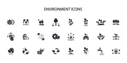 Environment icon set.vector.Editable stroke.linear style sign for use web design,logo.Symbol illustration.