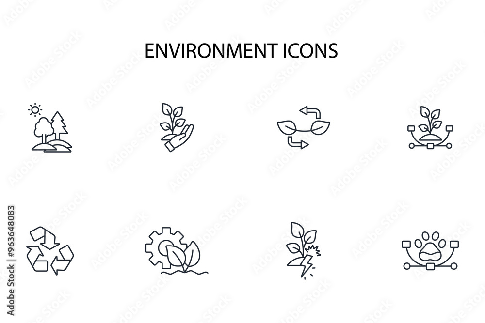 Poster environment icon set.vector.editable stroke.linear style sign for use web design,logo.symbol illustr