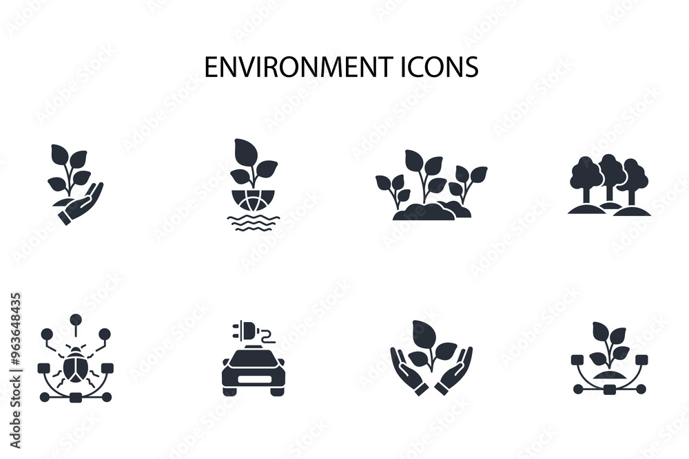 Poster environment icon set.vector.editable stroke.linear style sign for use web design,logo.symbol illustr