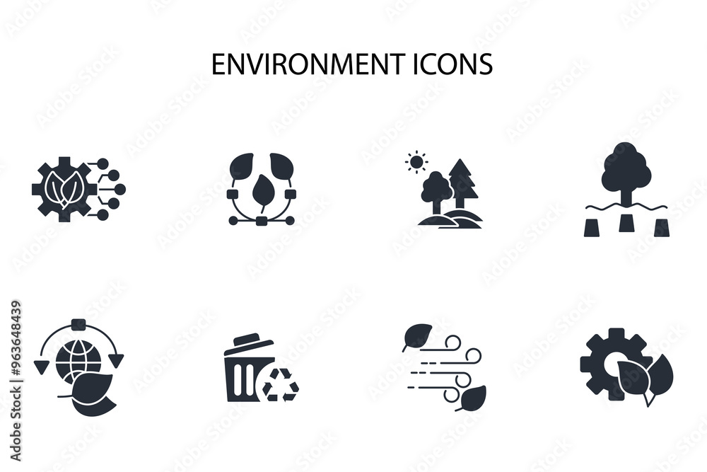 Poster environment icon set.vector.editable stroke.linear style sign for use web design,logo.symbol illustr