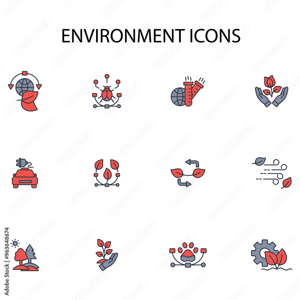 Poster environment icon set.vector.editable stroke.linear style sign for use web design,logo.symbol illustr