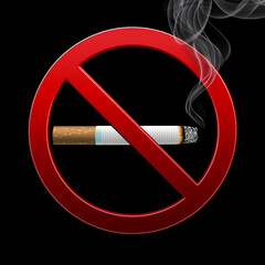 The sign on the wall, no smoking, crossed out cigar