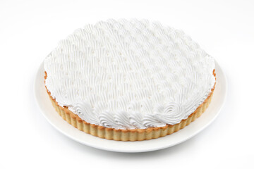 Meringue Topped Pie on White Plate