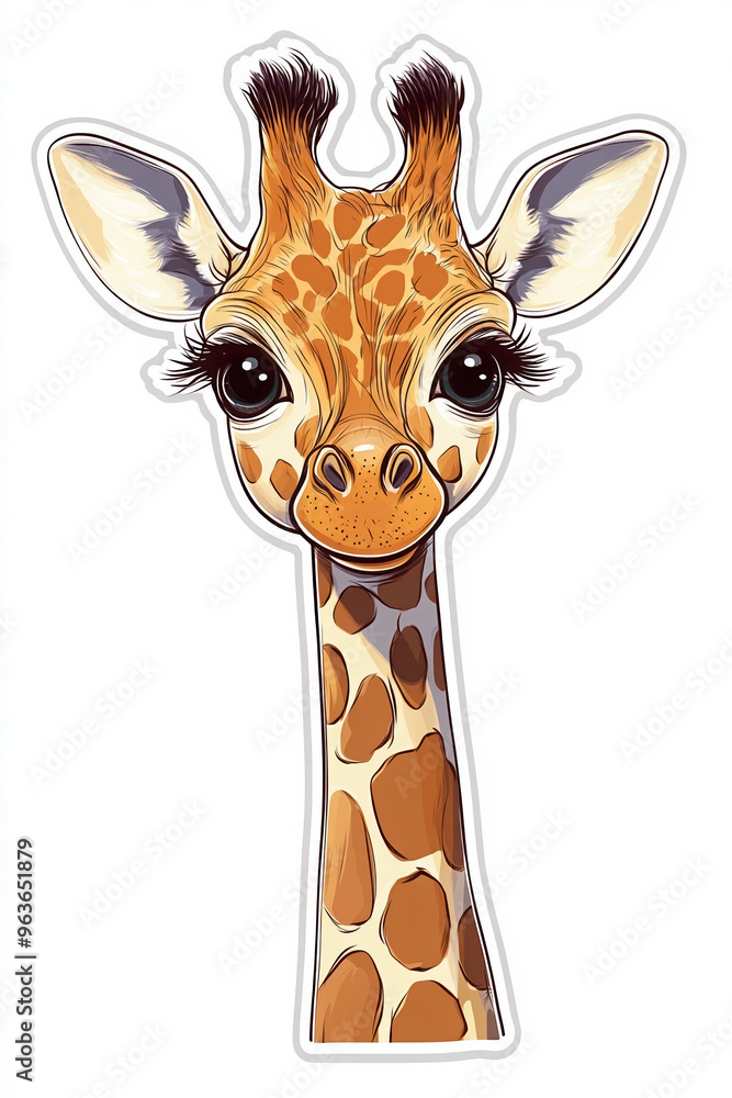 Wall mural giraffe cartoon animal wildlife cute illustration character art funny face design graphic children p