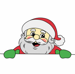 Santa Claus outline line art doodle cartoon illustration. Winter Christmas theme coloring book page activity for kids.