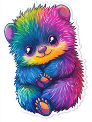 cute colorful animal plush cartoon hedgehog rainbow kawaii illustration soft furry character baby cuddly whimsical vibrant adorable creative fun 