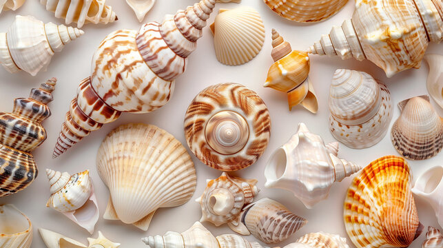 Close-up image of different colorful shells