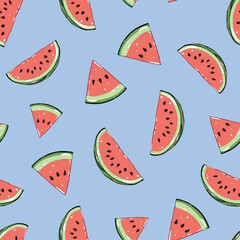 Watermelon vector illustration wallpaper seamless pattern