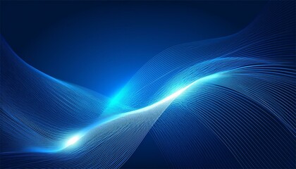 Abstract blue background with a glowing wave line illustration