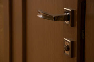 Obraz premium Brown interior door and door handle in apartment