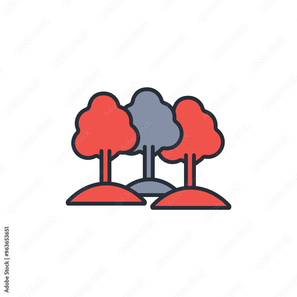 Poster trees icon. vector.editable stroke.linear style sign for use web design,logo.symbol illustration.