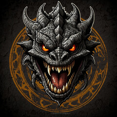 Naklejka premium dragon head isolated on black