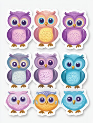 owl colorful owl cute owl cartoon owl illustration animal whimsical wildlife bird cartoon animal nature forest artistic design hand-drawn pastel colors