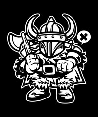 Nordic Warrior, Funny vector art character graphic drawing for stickers, streetwear,  t-shirts, logos, print-on-demand, print, or branding
