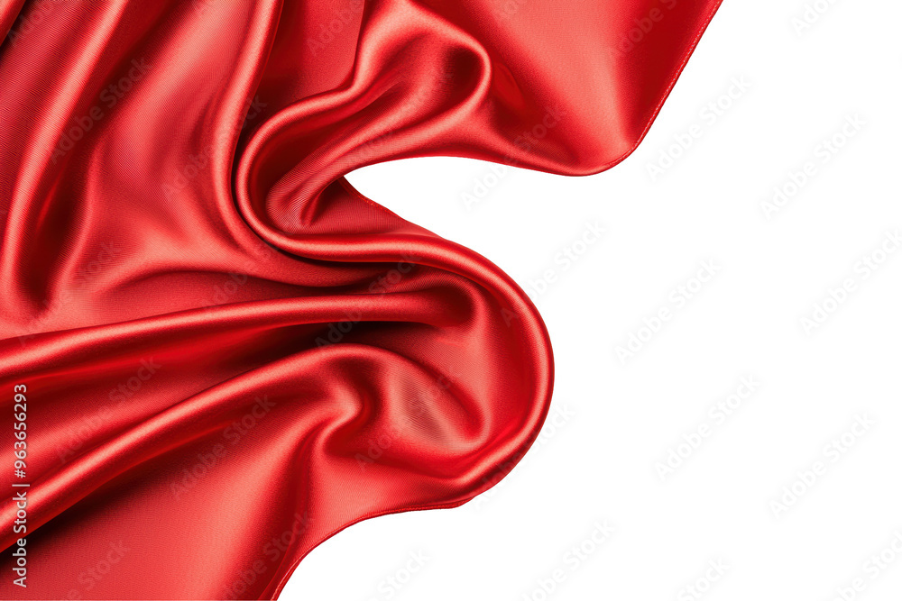 Aufkleber glossy red satin fabric featuring soft folds and an elegant drape. shiny texture and rich red color 