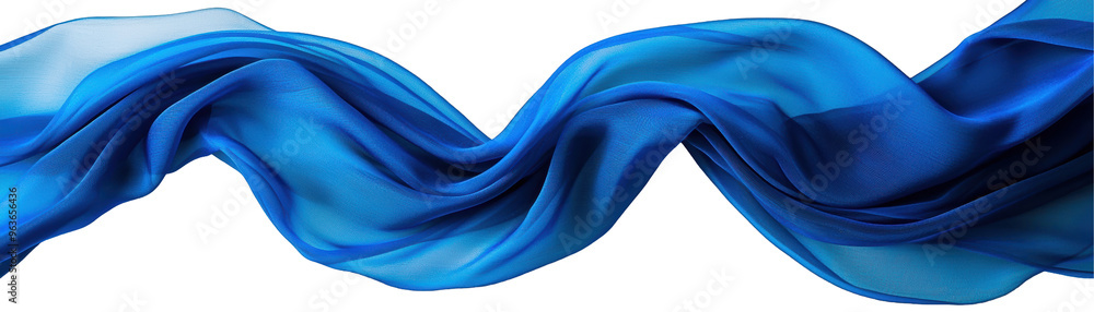 Aufkleber flowing blue chiffon fabric with soft, translucent texture and elegant wave pattern, highlighting sm