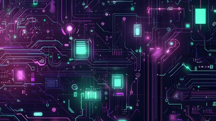 Obraz premium Futuristic Circuit Board with Glowing Lines.