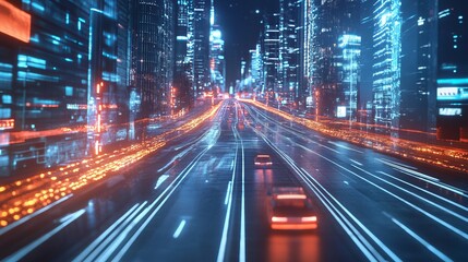 Obraz premium futuristic road hologram