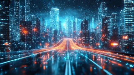 Fototapeta premium futuristic road hologram