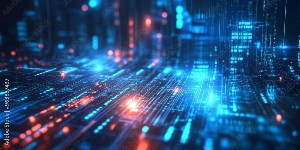 Aufkleber a stunning digital abstract background features a futuristic cyberspace with glowing connections and